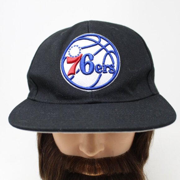 Philadelphia 76ers Hat Adult Snapback Black Mitchell & Ness NBA Adjustable Cap - Picture 1 of 11